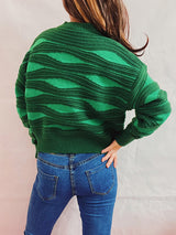 Women's Funky Striped Textured Button Up Cardigan With Ribbed Hem
