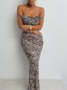 Women’s Zebra Print Bodycon Low Back Maxi Dress