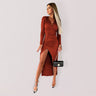 Women’s Surplice Neckline Sexy Dress With Long Sleeve And Slit At Front
