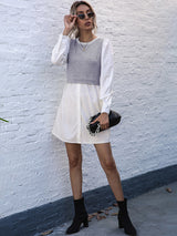 Women’s Sheer Collared Button Down Dress With Built In Knit Vest Design