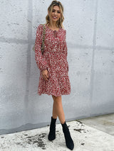 Women’s Cheetah Print Casual Off The Shoulder Babydoll Dress With Long Sleeves