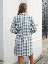 Women’s Casual Collared Button Down Plaid Mini Dress