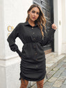 Women’s Curve Bell Sleeve Crepe Curves Ruched To Fit Shirtdress