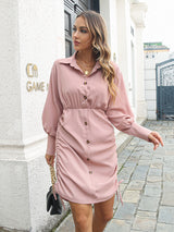 Women’s Curve Bell Sleeve Crepe Curves Ruched To Fit Shirtdress
