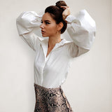 New solid color loose lapel street casual long sleeve shirt