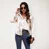 Seding shirt women's satin silk like long sleeved shirt