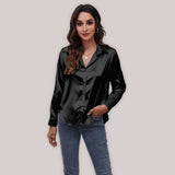 Seding shirt women's satin silk like long sleeved shirt