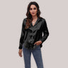 Seding shirt women's satin silk like long sleeved shirt