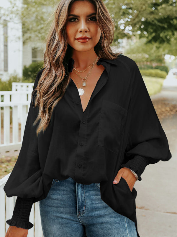 Collar shirt thin medium long stripe casual long sleeve shirt