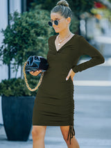 New style long sleeve v-neck sexy slim dress skirt for autumn wear