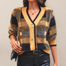 Women’s Plaid Print Long Sleeves V-neck Front Button Closures Cardigan