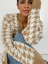 Women’s Knit Print Button Front Long Sleeve V Neck Cardigan