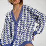 Women’s Knit Print Button Front Long Sleeve V Neck Cardigan