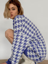 Women’s Knit Print Button Front Long Sleeve V Neck Cardigan