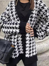 Women’s Knit Print Button Front Long Sleeve V Neck Cardigan