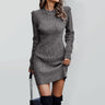 Women’s Ribbed Stitching Long Sleeve Sweater Dress