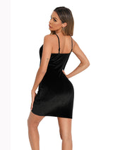 Women’s Deep V Neck Wrap Around  Tieless Velvet  Mini Dress