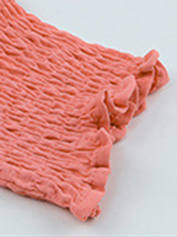 Women’s Solid Color Loose Fit Blouse With Ruffled Mid Length Sleeves