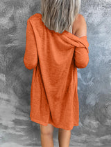 Women’s Solid Color V Neck Long Sleeve Button Front Longline Cardigan