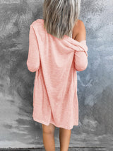 Women’s Solid Color V Neck Long Sleeve Button Front Longline Cardigan