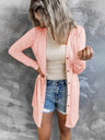 Women’s Solid Color V Neck Long Sleeve Button Front Longline Cardigan