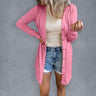 Women’s Solid Color V Neck Long Sleeve Button Front Longline Cardigan