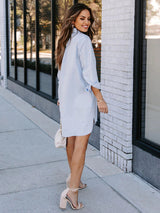 Women's Solid Color Shirt Dress
