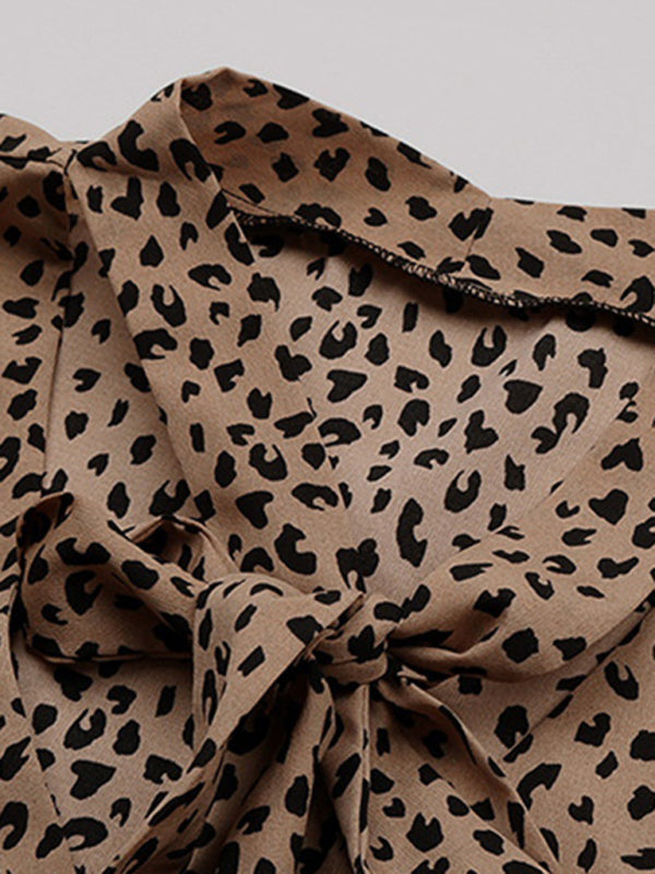 Women's Commuter Leopard Print Tie Shirt