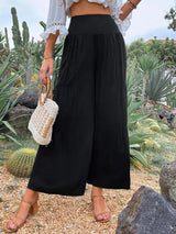 Women’s Solid Color Tiered Wide Leg Soft Blend Pants