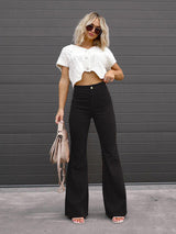Women’s Solid Color Flare Leg Corduroy Pants