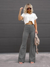 Women’s Solid Color Flare Leg Corduroy Pants