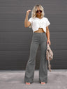 Women’s Solid Color Flare Leg Corduroy Pants