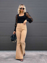Women’s Solid Color Flare Leg Corduroy Pants