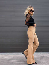 Women’s Solid Color Flare Leg Corduroy Pants