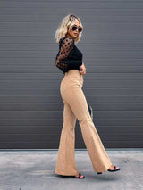 Women’s Solid Color Flare Leg Corduroy Pants