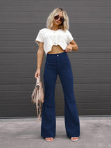 Women’s Solid Color Flare Leg Corduroy Pants