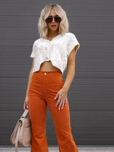 Women’s Solid Color Flare Leg Corduroy Pants