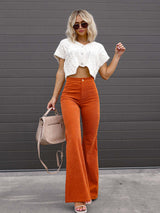Women’s Solid Color Flare Leg Corduroy Pants