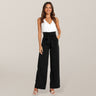 Women's Solid Color Chic And Fun Belted Wide Leg Trousers