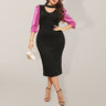 Women’s Plus Size Cut Out Neckline Three Quarter Sleeve Bodycon Dress