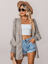 Women’s Faux Leopard Printed Open Front Long Sleeve Blouse