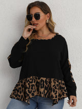 Women's Leopard Print Oversized Long Sleeve Top