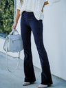 Women's Solid Color Pull On Flared Leg Corduroy Pants