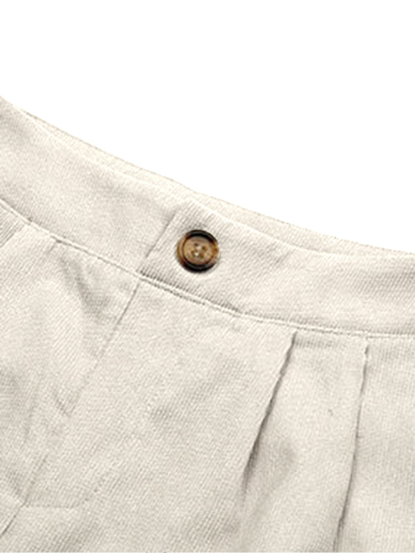 Women's Solid Color High Waist Wide Leg Corduroy Pants