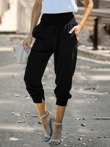 Women's Solid Color Pocket Relaxed Cargo Pants