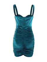Women's Solid Color Corset Straps Velvet Minidress
