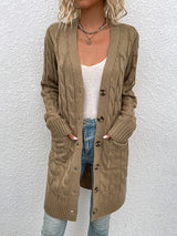 Women's Solid Color Cable Knit Cardigan Sweater