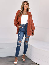 Women's Solid Color Clip Dot Sheer Cardigan Top