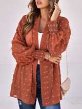 Women's Solid Color Clip Dot Sheer Cardigan Top