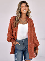 Women's Solid Color Clip Dot Sheer Cardigan Top